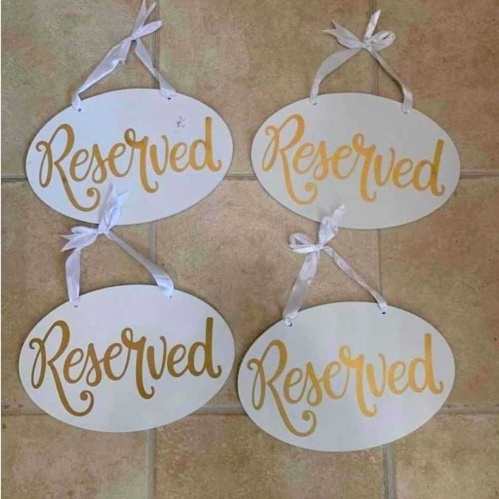 4 reserved seating hanging signs